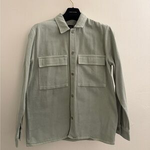 Zara Men's Military Dress Shirt Green Jacket